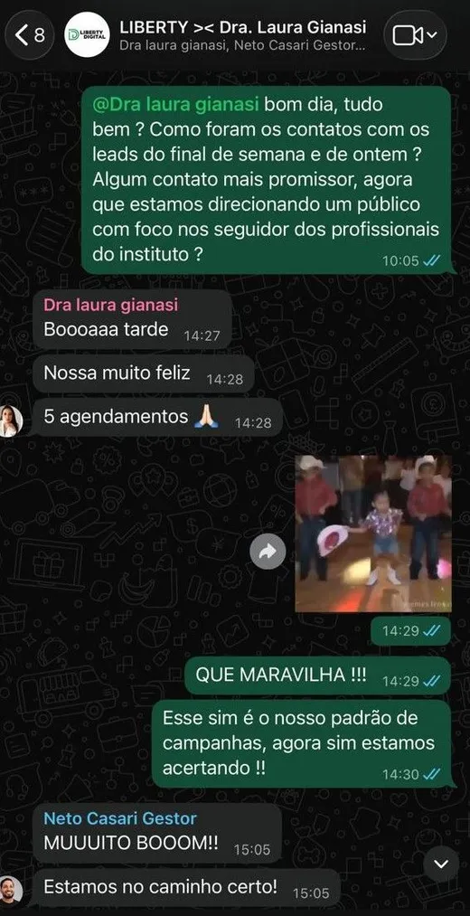 Cliente comemora 5 agendamentos no WhatsApp