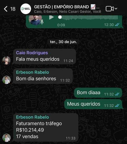 Cliente informa R$ 10.214,49 em vendas pelo tráfego
